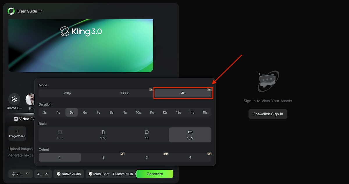 Read more about the article Kling добавила нативную генерацию в 4K в версии Video 3.0